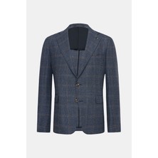 Vakko By Taglıatore Checked Wool Silk Fabric Single-Breasted Jacket