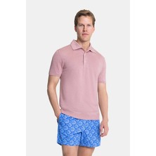 Vakko By Danıele Fıesolı Dusty Rose Polo Collar Short Sleeve T-Shirt