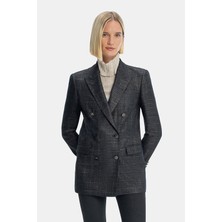 Vakko By Taglıatore Black Double-Breasted Lapel Jacket