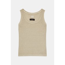 Vakko By 12O Lıno Beige Linen Strappy T-Shirt