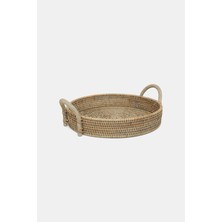 Vakko Rattan Round Tray Large