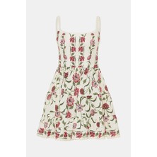 Agua By Agua Bendıta Cream Floral Pattern Mini Dress