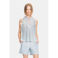 Ermanno Scervino Ermanno Scervıno Blue Silk Blouse