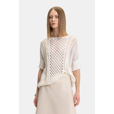 Vakko By Lorena Antonıazzı Ecru Short Sleeve Knit Top