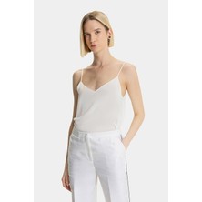 Vakko Ecru Silk Strappy Blouse