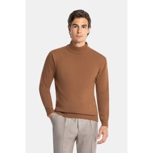Vakko By Danıele Fıesolı Mock Neck Long Sleeve Wool Cashmere Knit Sweater