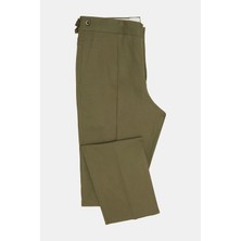 Vakko By PT01 Light Khaki Single Pleat Linen-Cotton Pants