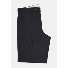 Vakko By Berwıch Navy Single-Pleat Wool Silk Bermuda Shorts