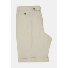 Vakko By PT01 Light Cream Double-Pleated Bermuda Shorts