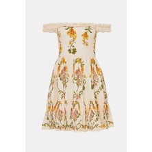 Agua By Agua Bendıta Cream Floral Pattern Mini Dress