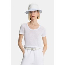 Vakko By 12O Lıno White Linen T-Shirt