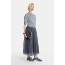 Vakko By Fabıana Fılıppı Grey Short Sleeve Dress