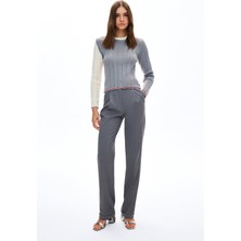 Bevza Grey Melange Straight-Leg Wool Trousers