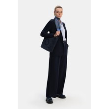Vakko By Cırcolo Navy Wool-Cashmere Trousers