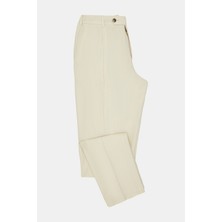 Vakko By PT01 Ecru Single Pleat Drawstring Waist Trousers