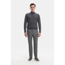 Vakko Grey Melange Pleated Flannel Trousers