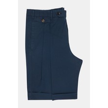 Vakko By PT01 Navy Double-Pleated Bermuda Shorts