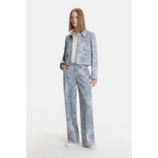 Vakko By Lorena Antonıazzı Blue Patterned Trousers