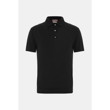 Vakko By Danıele Fıesolı Black Crew Neck Short Sleeve Stretch Linen T-Shirt