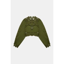 Farm Rio Farm Rıo Green Lace Long Sleeve Blouse