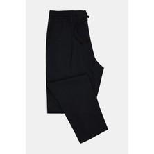 Vakko By Montecore Navy Flat-Front Elastic Drawstring Waist Trousers
