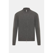 Vakko By Gran Sasso Stand Collar Zip-Up Cashmere Cardigan