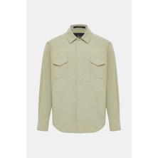Vakko By Montecore Light Beige Snap Front Shirt Jacket