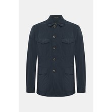 Vakko By Montecore Navy Buttoned Jacket-Style Coat