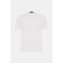Vakko By Danıele Fıesolı White Crew Neck Short Sleeve Lycra Linen T-Shirt