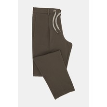 Vakko By Berwıch Khaki Single-Pleat Elastic Waist Jersey Trousers