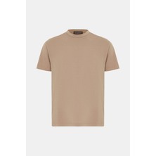 Vakko By Danıele Fıesolı Camel Crew Neck Short Sleeve T-Shirt
