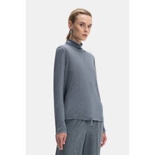 Vakko By Lorena Antonıazzı Dark Grey Mock Neck T-Shirt