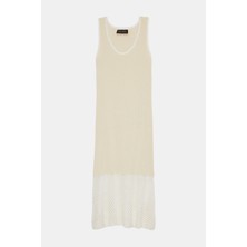 Wales Bonner Ecru Patterned Midi Dress