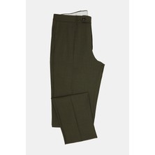 Vakko By Berwıch Dark Khaki Single Pleat Wool Serge Trousers