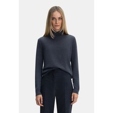 Vakko Anthracite Melange Mock Neck Knit Sweater