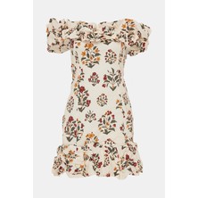 Agua By Agua Bendıta Cream Floral Pattern Mini Dress