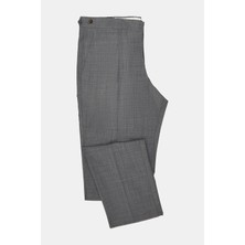 Vakko By PT01 Grey Melange Single Pleat Wool Serge Trousers