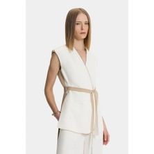 Vakko By Fabıana Fılıppı Ecru-Beige Double-Breasted Vest