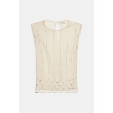 Wales Bonner Ecru Patterned Sleeveless Blouse