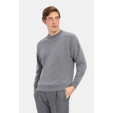 Vakko By Danıele Fıesolı Anthracite Melange Crew Neck Knit Sweater