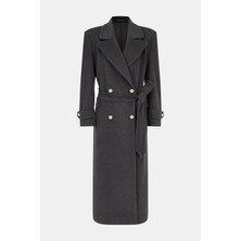Vakko By Taglıatore Anthracite Virgin Wool Coat