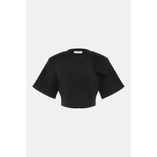 Area Relaxed Fit Black Round Neck T-Shirt
