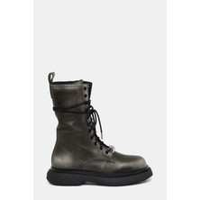3 Juın Grey Leather Boots