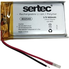 Givoria 802540 3.7V 800MAH Li-Polymer Pil (DEVRELI/1.5A)