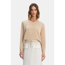 Vakko By Fabıana Fılıppı Beige Wool-Silk Knit Sweater