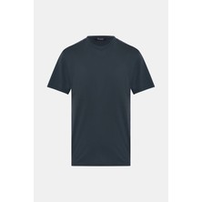 Vakko By Montecore Dark Navy Crew Neck Short Sleeve Wool T-Shirt