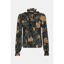Ulla Johnson Black Floral Print Long Sleeve Blouse