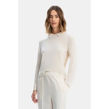 Vakko By Fabıana Fılıppı Ecru-Beige Wool Silk Knit Sweater
