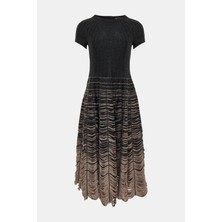 Vakko By Pe De Chumbo Black Short Sleeve Midi Dress