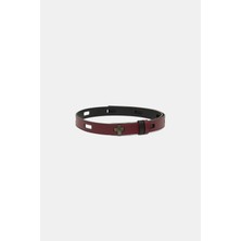 Vakko By Lorena Antonıazzı Burgundy Leather Belt